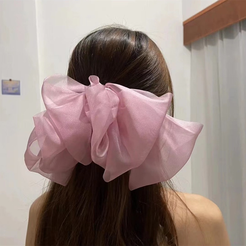 JEPIT RAMBUT PITA BESAR BOW KNOT KAIN MESH FAIRY SUMMER BIG BUTTERFLY RIBBON HAIRPIN ELEGAN SATIN FRENCH RETRO SILK BIG FAIRY FEMINIM RIBBON HAIRCLIP BESAR BLACK COLOR WARNA HITAM HAIR SNAP AKSESORIS ACCESSORIES PIN KOREA PRINCESS STYLE