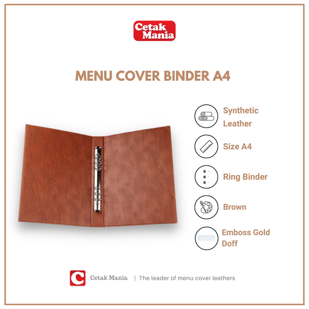 BUKU MENU RESTORAN KULIT BINDER A4 - COKLAT - READY STOCK - BUKU MENU CAFE - MENU COVER