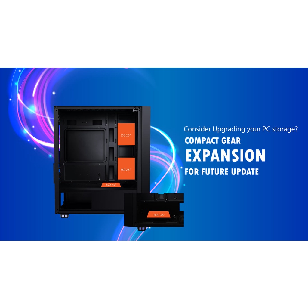 Casing Cube Gaming Swens Micro ATX + 3 Fan RGB Casing PC