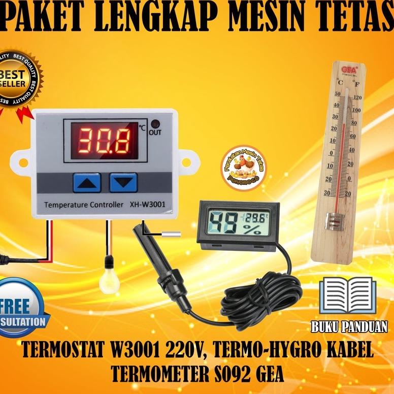 Rekomendasi Paket Lengkap Mesin Tetas Termostat W3001 Termo-Hygrometer Kabel Termometer Gea Peralata