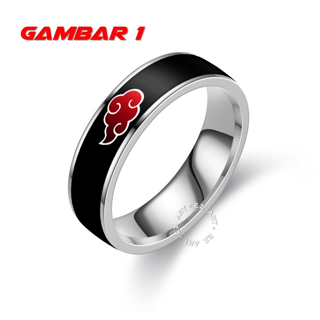 CINCIN COSPLAY ANIME NARUTO SHARINGAN LOGO AKATSUKI STAINLESS STEEL ANTI KARAT