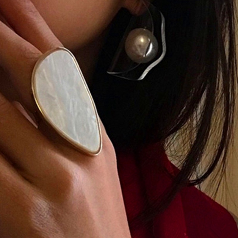 Fashion Wanita Cincin Plat Asetat Asetat Cincin Yang Dapat Disesuaikan Oval Resin Akrilik Geometri Rings Trendi Geometris Pernikahan Band Ring