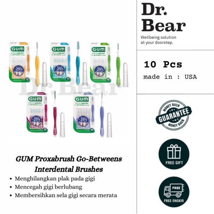 Jual Ready Stok Gum Proxabrush GoBetweens Interdental Brushes 10