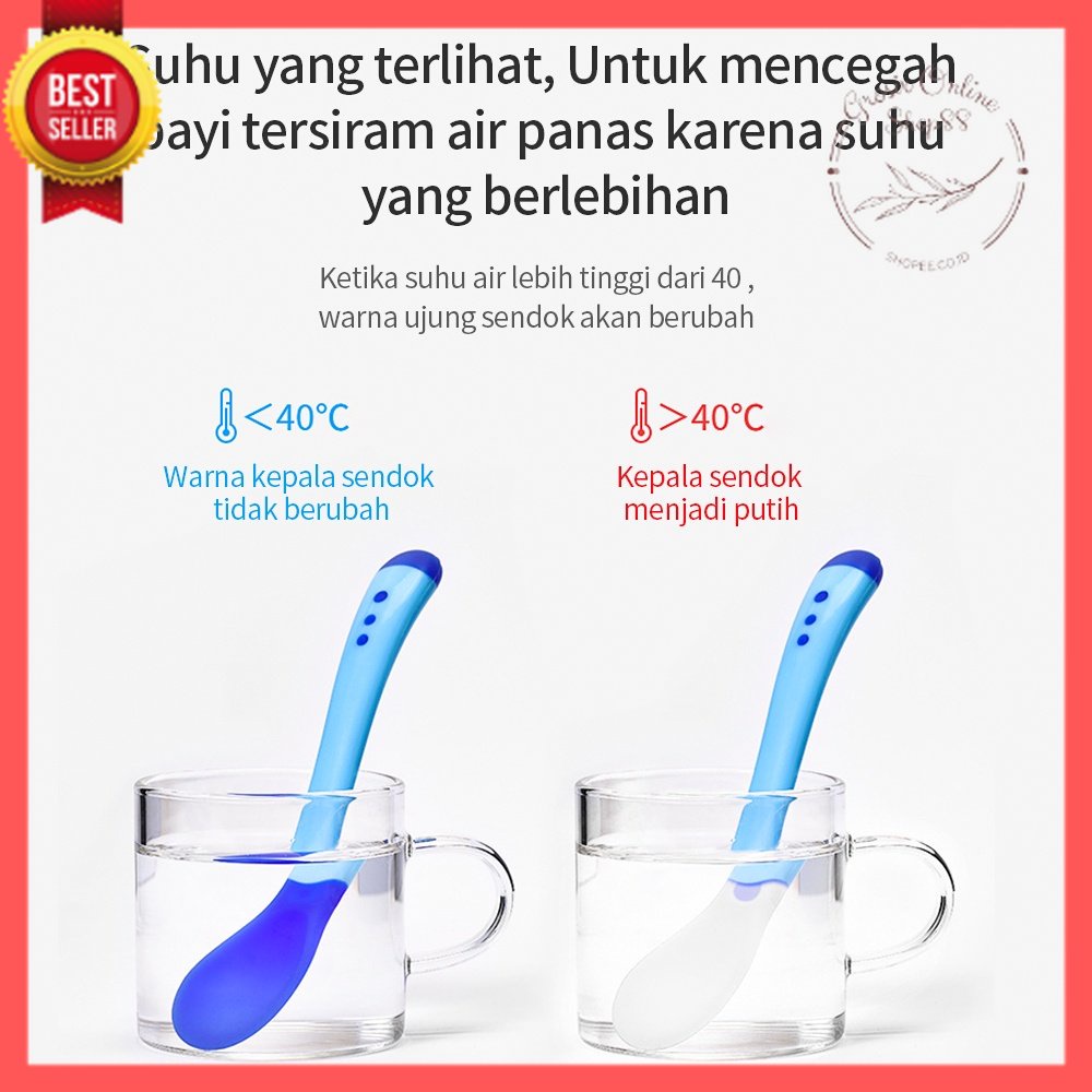 GOS -I204- Sendok Makan Bayi - Sendok Makan Silikon - Baby Spoon Silicone BPA Free - Sendok Sensor Suhu