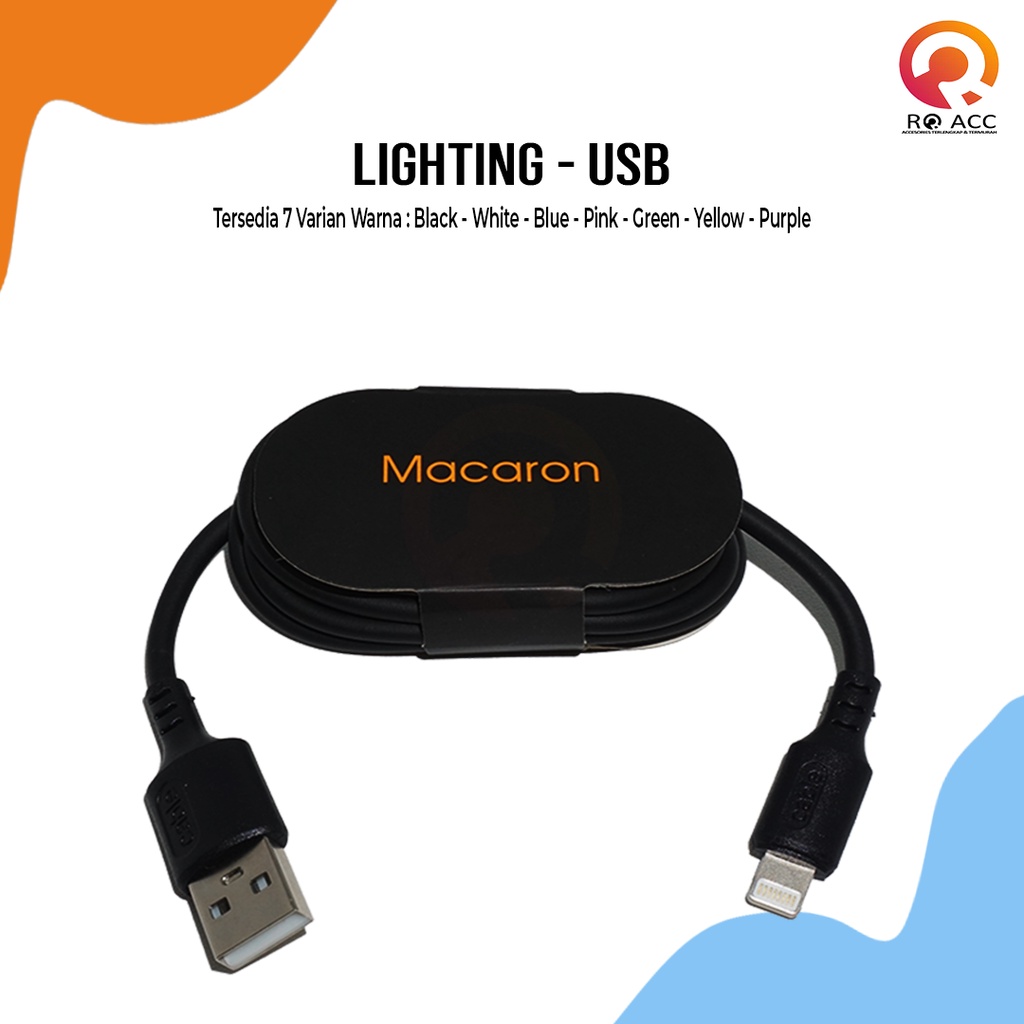 [RO ACC] KABEL DATA CHARGER MACARON REAL 2A MICRO USB / TYPE C / LIGHTING ORIGINAL