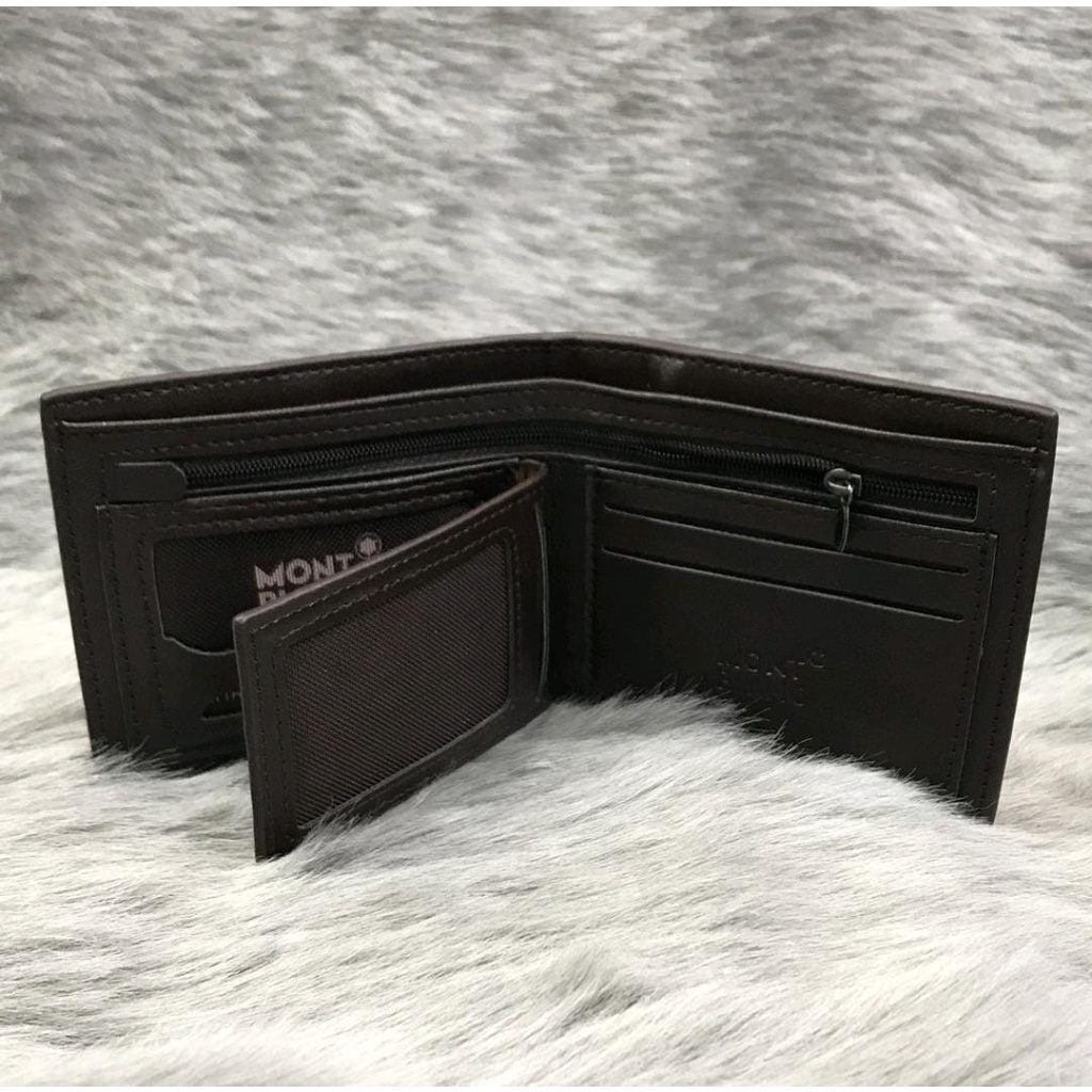 MURAH!! Dompet Kulit Pria Kulit Asli Original - Dompat laki laki MOUNTBLANC 18310- 65 pendek Lipat Free BOX