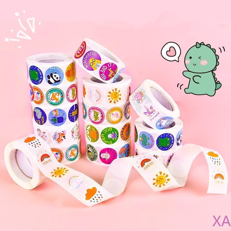 

stiker hadiah bulat inspirasional anak-anak / /Label stiker kartun lucu / stiker anak anak/ sticker (1roll isi 500 sticker)