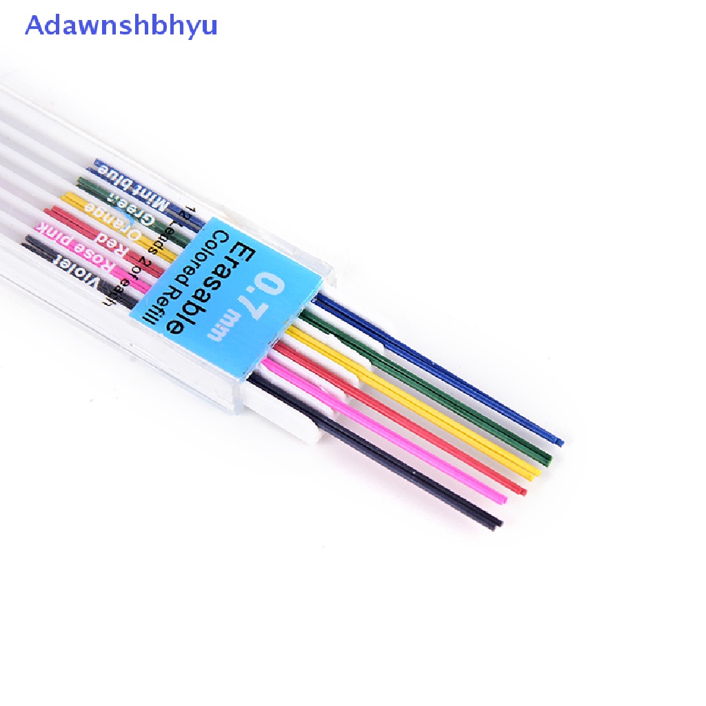 Adhyu 1kotak Refill Pensil Mekanik Berwarna 0.7mm Dapat Dihapus Siswa Stationary ID