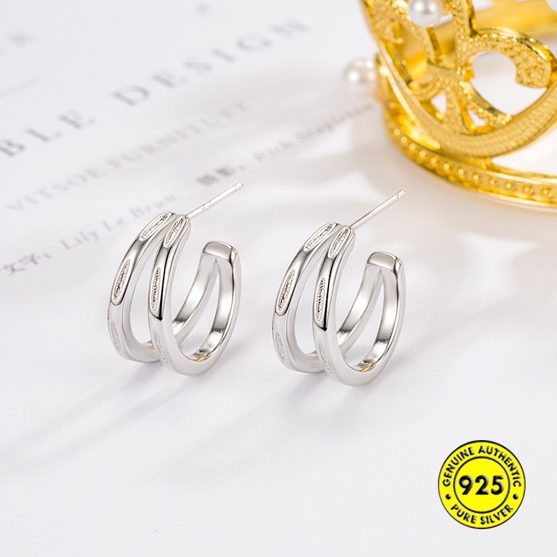 Anting Wanita Model Lengkung Dua Baris Simple U1453