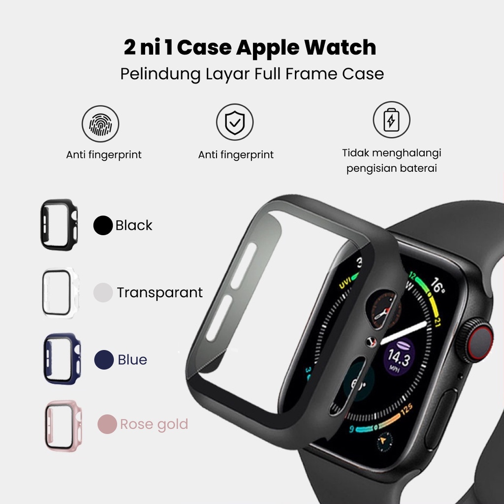 2 in 1 APPLE WATCH Case Bumper Tempered Glass Screen Protector iWatch Full Frame