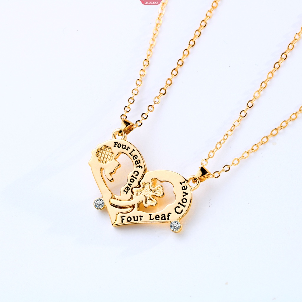 Fashion Baru Pasangan Kalung Sepasang Cinta Surat Jahitan Empat Daun clover Kalung Untuk Pria Dan Wanita Hadiah Hari Valentine [ZXL]