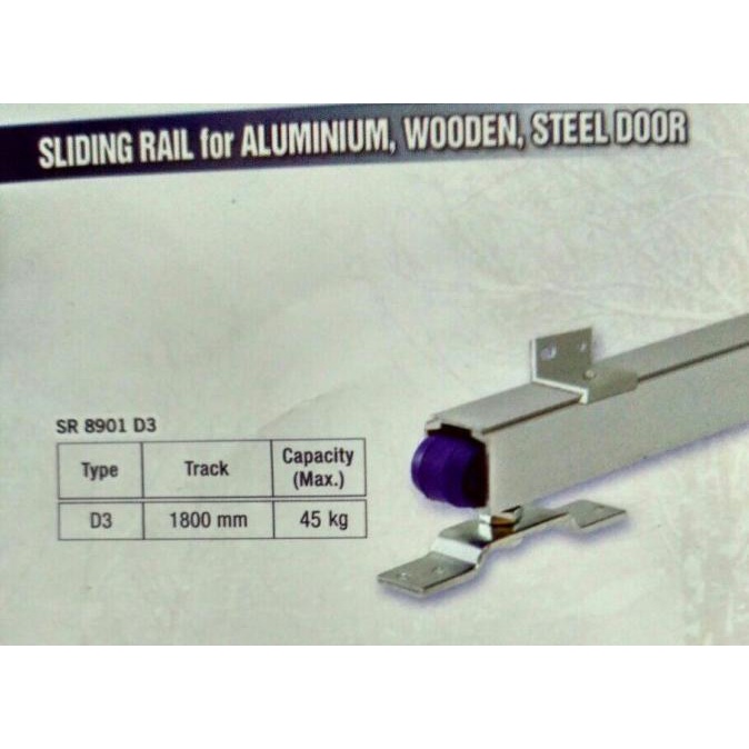 Rel Sliding Untuk Pintu Max.90Cm Aluminium Kayu Baja Type D3 Dekson
