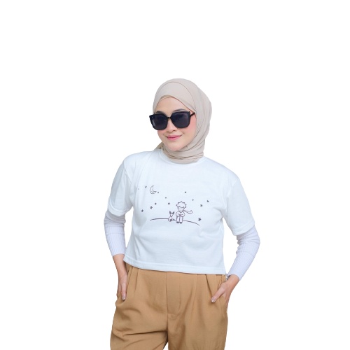 STARSTREWN Atasan Kaos Crop Cotton