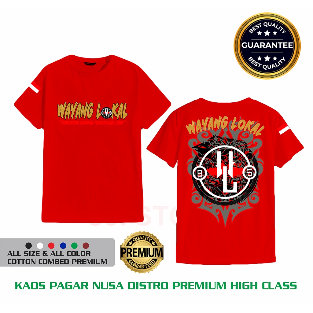 Kaos Pagar Nusa-Wayang Lokal-Bisa COD-Merah