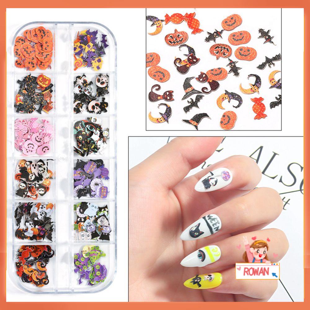 R-flower Nail Art Glitter Sequin Natal Stocking Maple leaf Ghost Skeleton Glitter Untuk Kuku