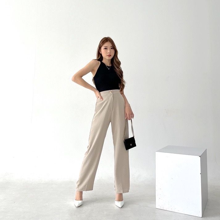 Highwaist Pants | Celana Kerja Wanita | Celana Straight Cut | Casual Pants