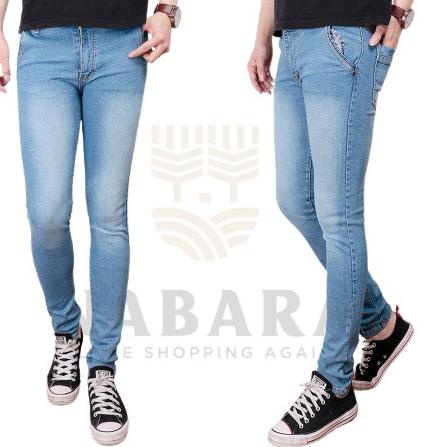 PROMO Celana jeans putih pria bahan soft jeans - celana panjang pria warna putih celana jeans denim 