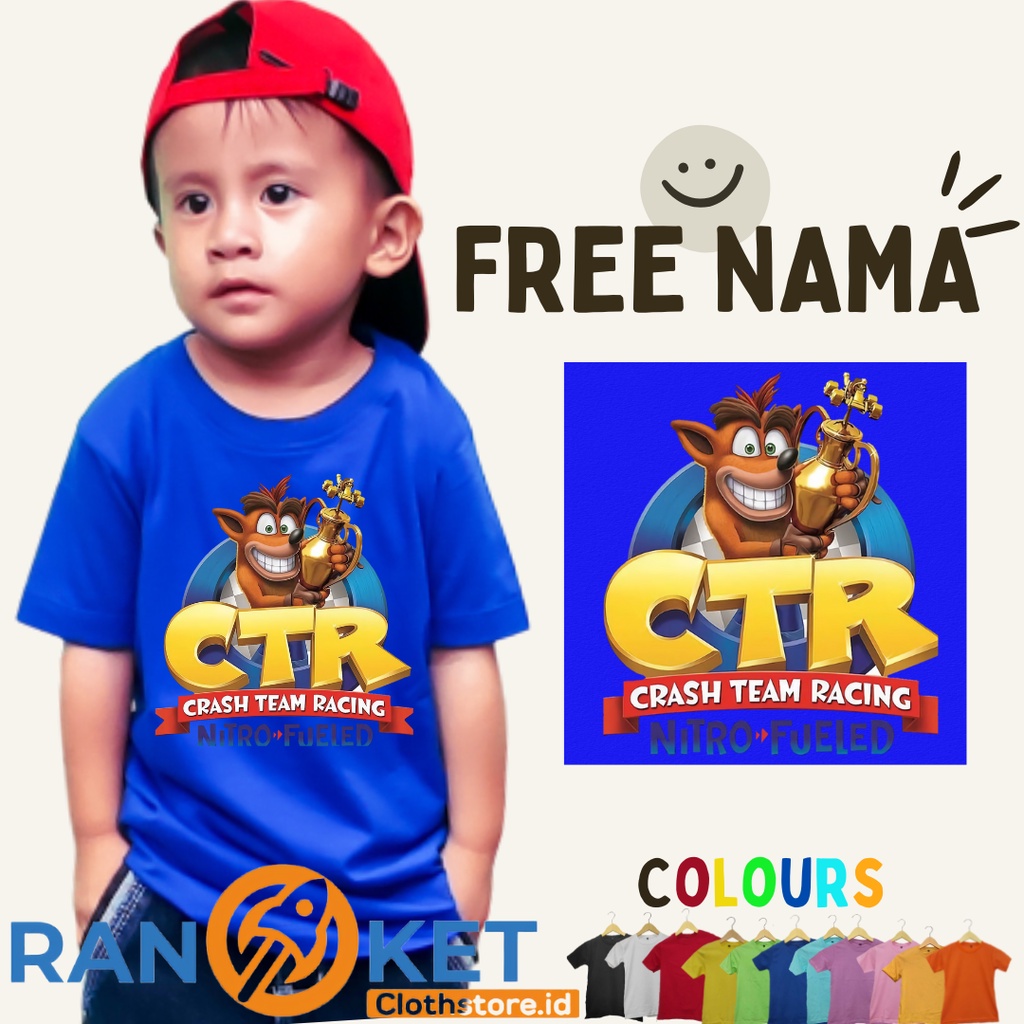 Game | Kaos Anak Game CTR Playstation 1 | Kaos Anak Custom | Kaos Anak Sablon DTF Laki laki dan Pere