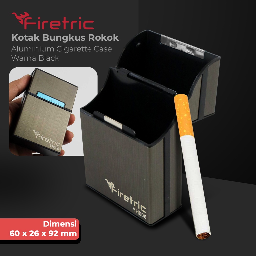 Kotak Bungkus Rokok Elegan Aluminium Cigarette Case - YH006 - OMTHRPBK Black