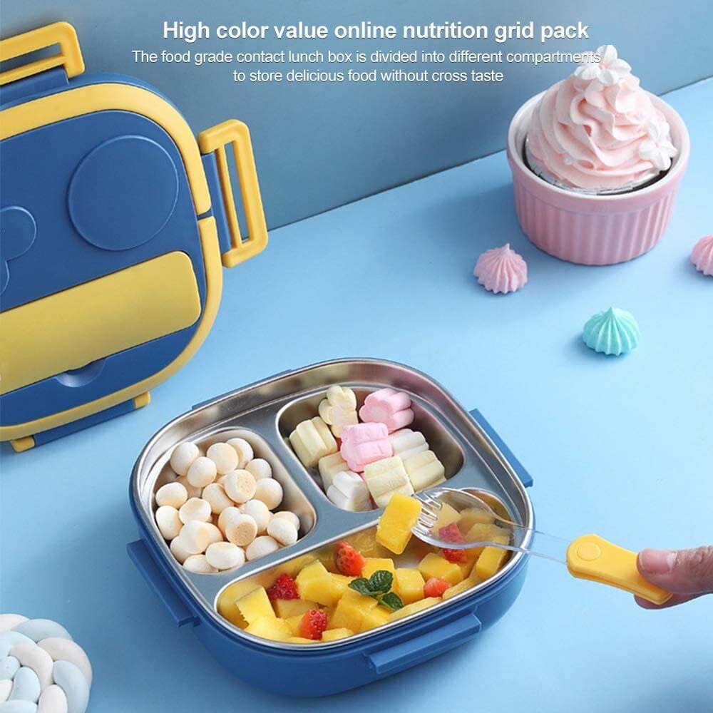 Lunch Box TEDEMEI 3 Sekat Stainless Box Bento Set Kotak Bekal Makan Kekinian Anti Tumpah Simple