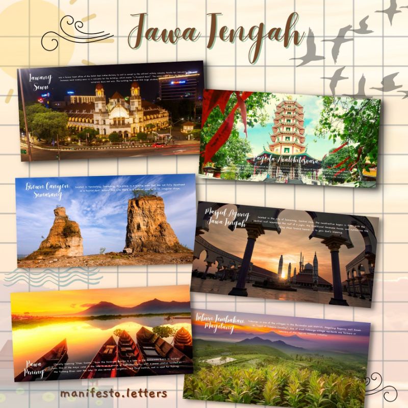 

Postcard Long Jawa Tengah | Pagoda Avalokitesvara | Lawang Sewu | Banguan Sejarah | Night View | Masjid Agung | Rawa Pening