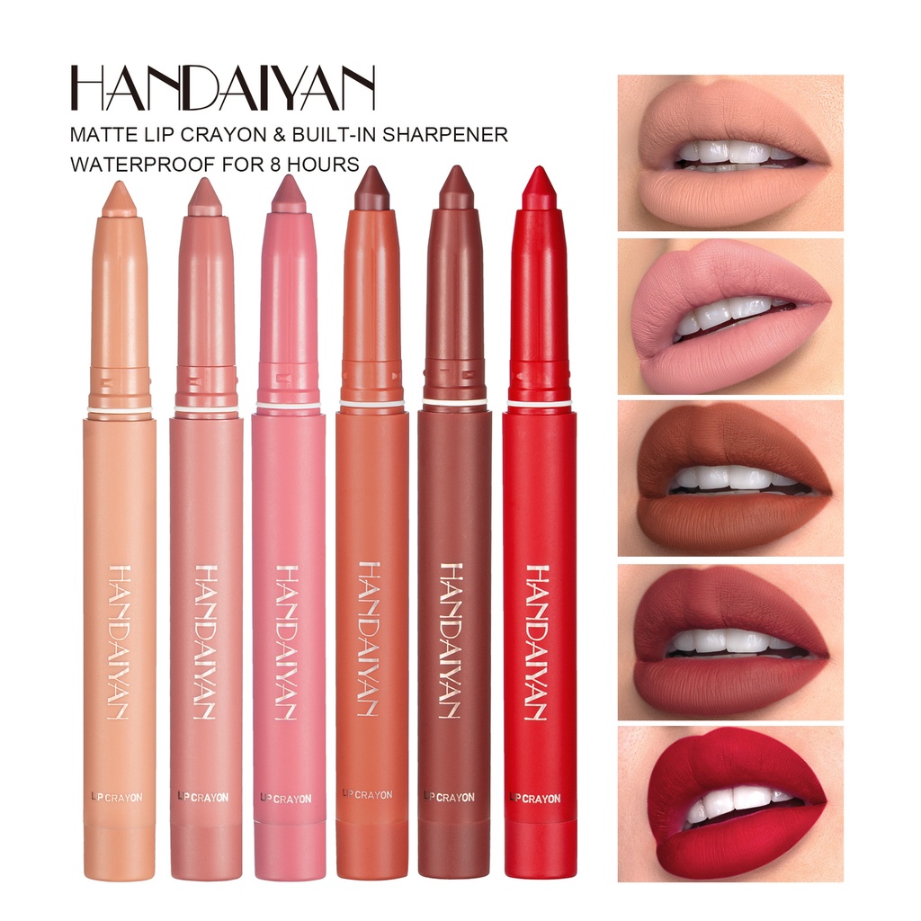 【2024 Baru 】YOUNG VISION/HANDAIYAN/   2-in-1/6 color  Crayon Matte Lipstick Make Up /Lipcream/Lipcrayon