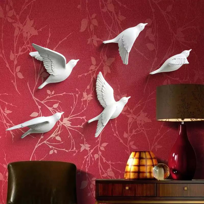 hiasan dinding resin burung 3D wall decoration