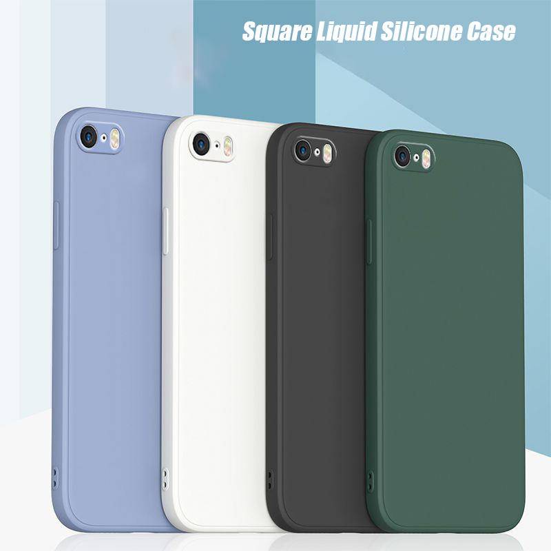 IPHONE Casing Ponsel Pelindung Penuh Silikon Cair Persegi Untuk Iphone5 5S Se2016