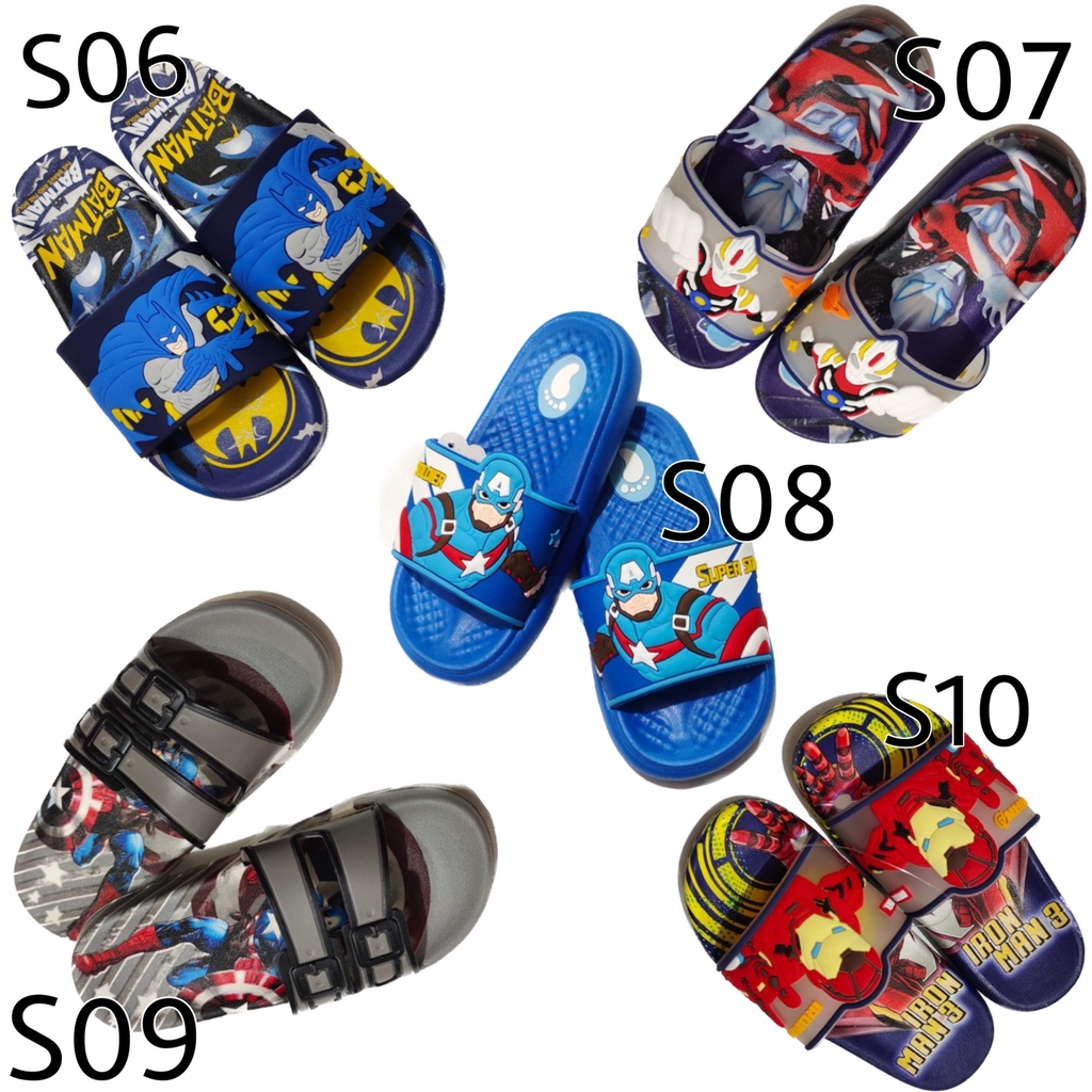 sendal slip on anak cowok impor sandal bahan karet superhero terbaru