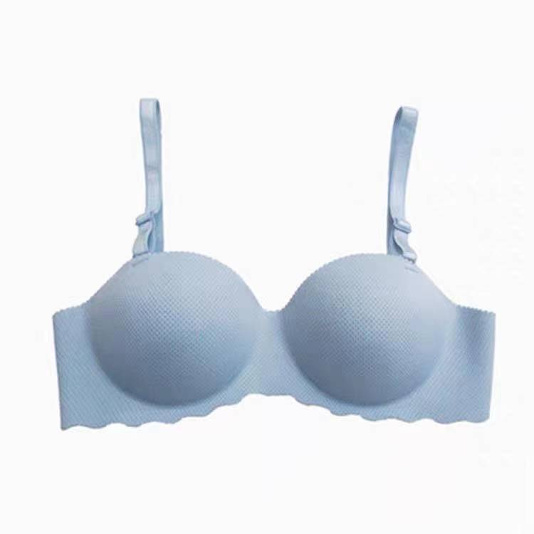 Summer bra push up light and small chest gathered comfort simple bh-bra-121 Biru