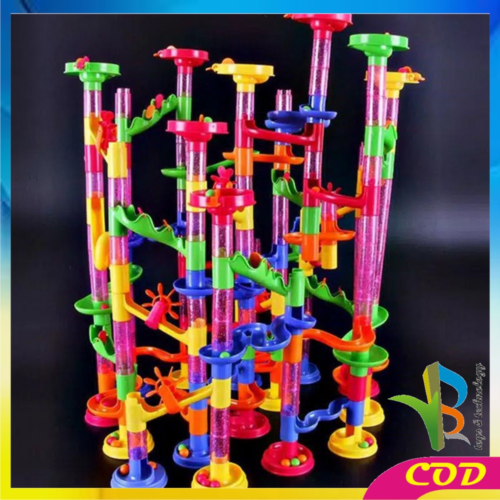 RB-M58 Mainan Marble Run Block 105PCS Mainan Anak DIY Seluncuran Jalur Kelereng / Track Marble Race