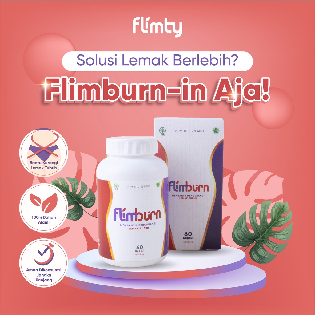 FLIMBURN BY FLIMTY 1 BOTOL ISI 60 METABOLISME KAPSUL BPOM HALAL PEMBAKAR LEMAK PENRURUN BERAT BADAN PENAHAN NAFSU MAKAN