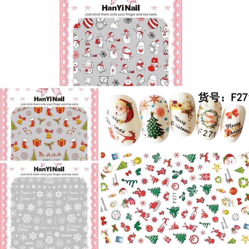 NAIL STICKER NATAL CHRISTMAS SANTA SNOW STIKER NATAL KUKU POHON NATAL STIKER NAILART / BEST SELLER