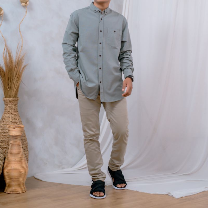 Kemeja Panjang Distro Merk Tote Sport Kemeja Panjang Pria Polos Bahan Katun Sigerat Ukuran M L XL