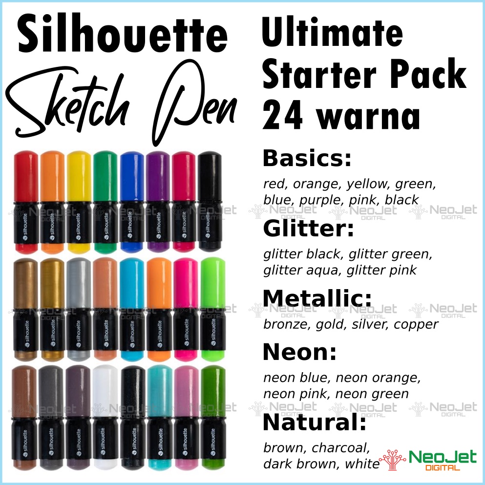 

Silhouette Sketch Pen Pack Ultimate Set 24 Warna Cameo Portrait Sketsa Starter Kit Art and Craft