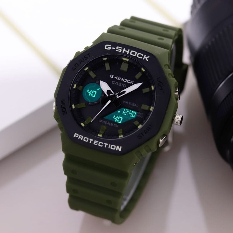 JAM TANGAN FASHION PRIA SPORT CASIO G-SHOCK GA2100 DUAL TIME WATER RESIST