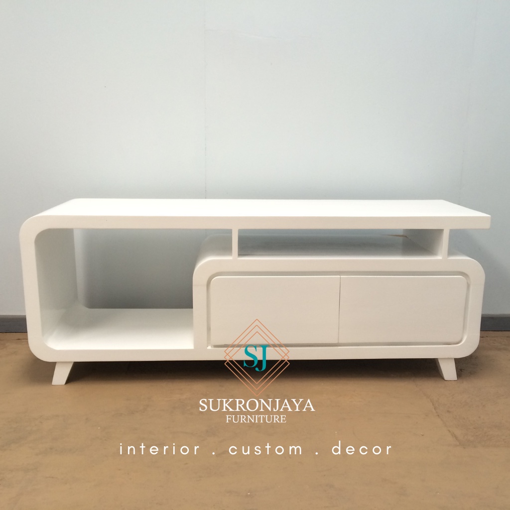 Bufet Tv / Meja Tv Jati Radio Putih Duco | sukronjaya
