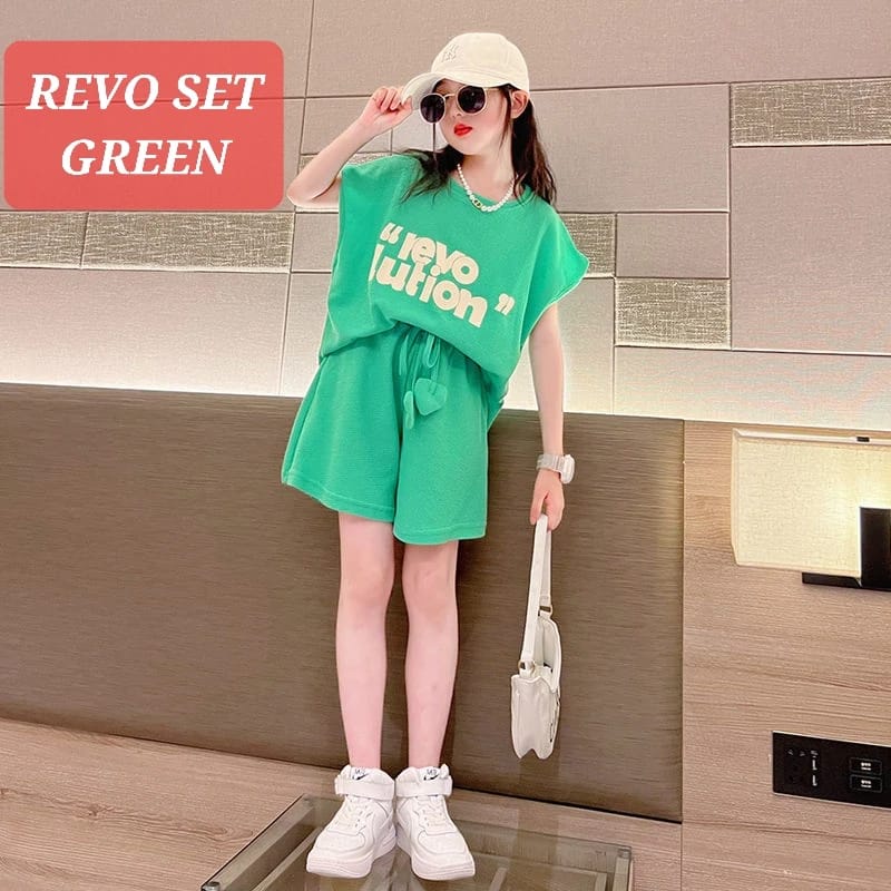 REVO SET BAJU SETELAN CASUAL ANAK CEWEK REMAJA KOREA IMPORT FASHION