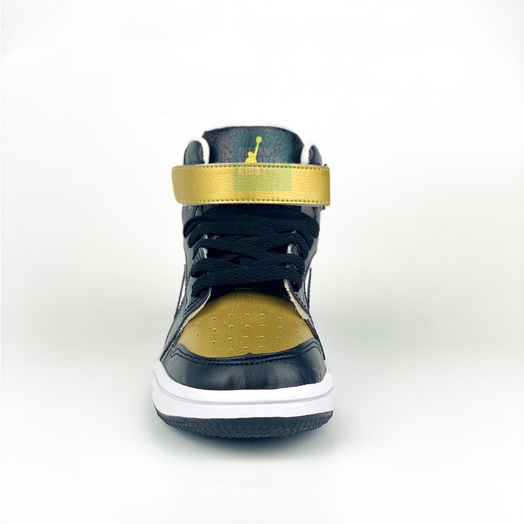 Sepatu Anak Laki Laki Warna Hitam Gold Sneakers Import Usia 3-10 Tahun - Urban Sneaker Kids