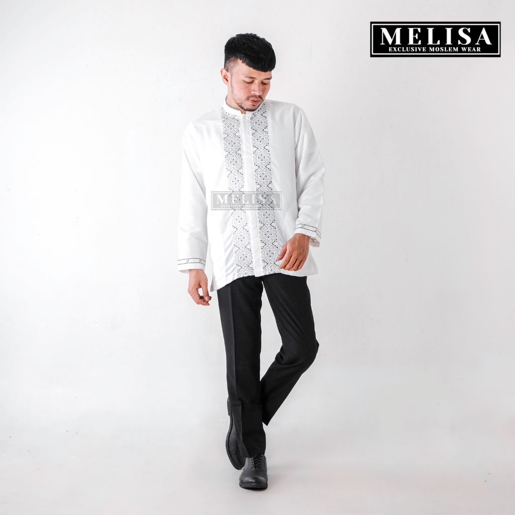 baju koko pria lengan panjang bahan poli katun warna putih tulang size M L XL Baju Koko Lengan Pendek Baju Koko Fashion Muslim Pria Dewasa Terbaru