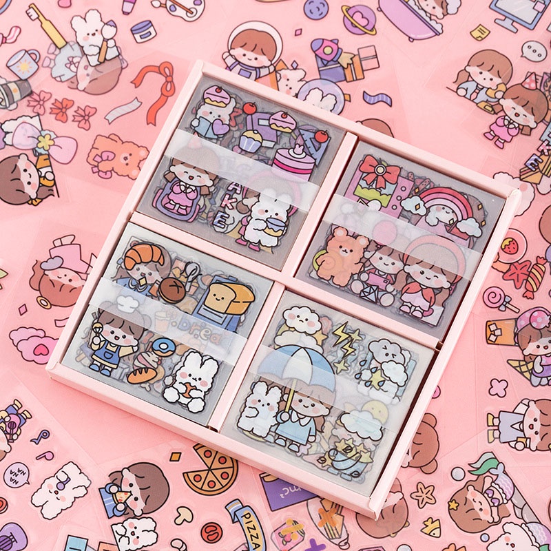

20/25/40 lembar stiker motif kartun lucu momo korea anti air dekorasi handbook scrapbook sticker gadis seri