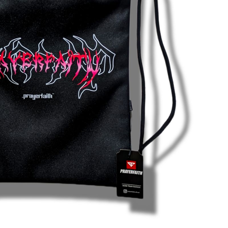 Rofad Store - Tas Serut Metal Gradasi - String Bag bahan kanvas - tas sekolah olahraga unisex warna hitam terbaru