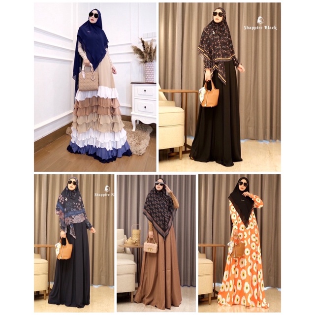 DAILY RAINBOW NAVY CREAM,MELIA FLOWER BLACK, SHAPPIRE DAN MOANA BRICK SET MADINAH BY JOZA CLOTHING