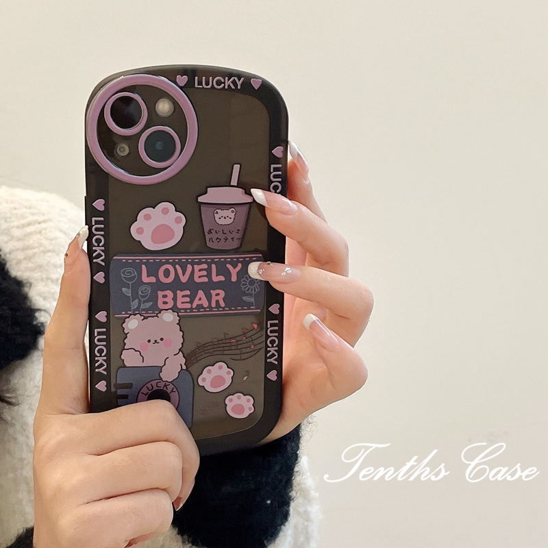 Compatible For iPhone 14 13 12 11 Pro Max X XR Xs Max 8 7 6 6s Plus SE 2020 Lovely Bear Phone Case Soft Cover Pelindung