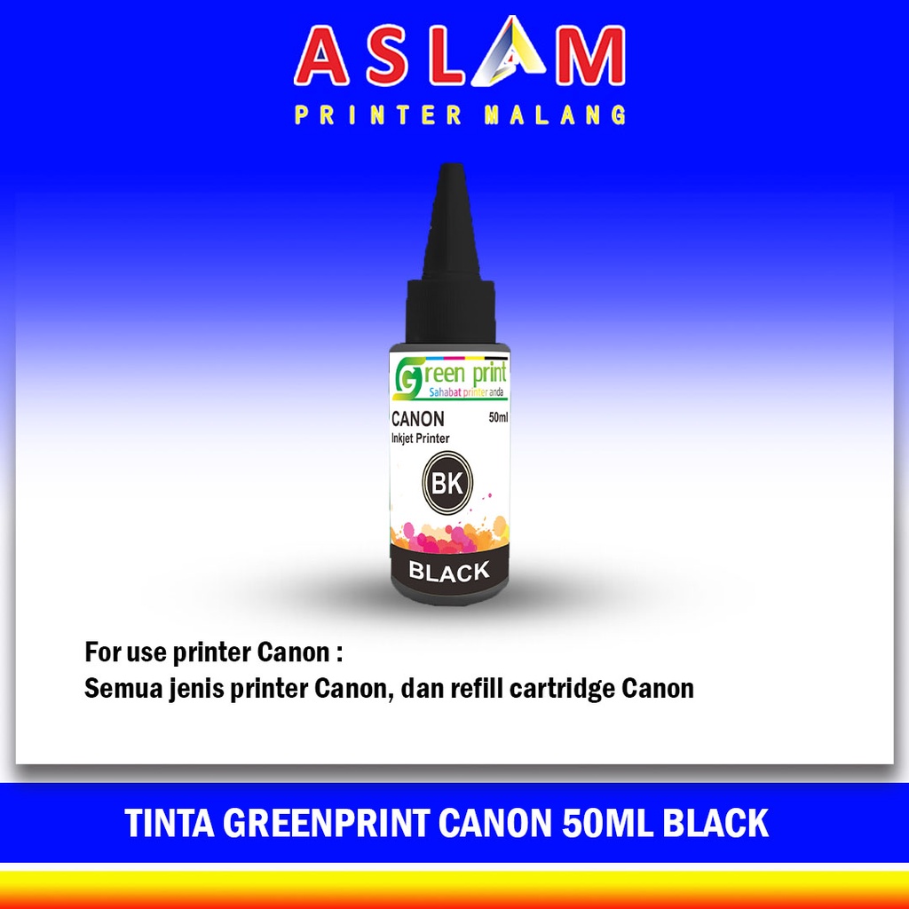 Tinta Greenprint Canon 50ml Hitam (Black) Dye Tinta Canon Green Print bisa untuk Refill Cartridge