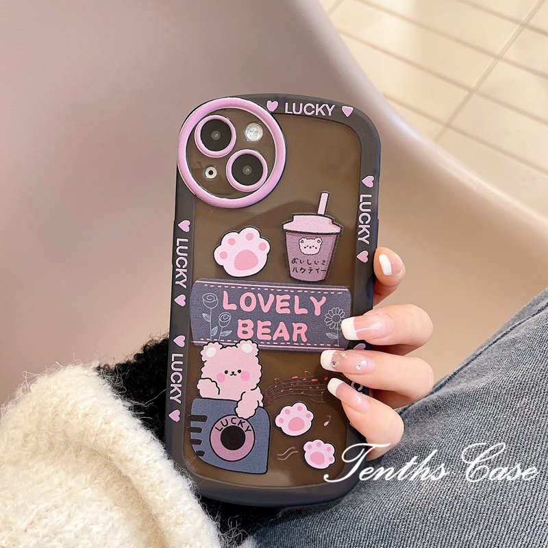 Compatible For iPhone 14 13 12 11 Pro Max X XR Xs Max 8 7 6 6s Plus SE 2020 Lovely Bear Phone Case Soft Cover Pelindung