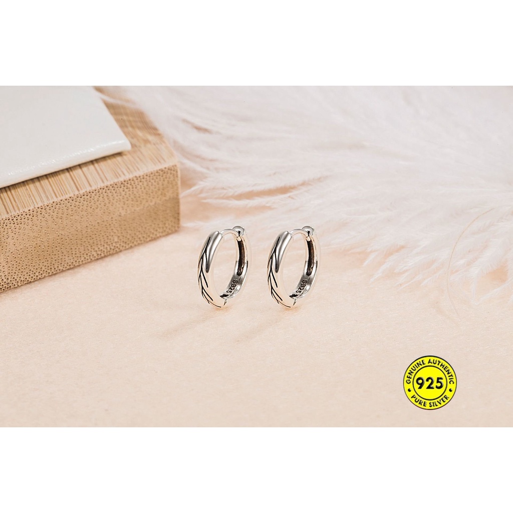 Anting S925 Alloy Perak Pria Sinomenium Acutum Earrings U1188