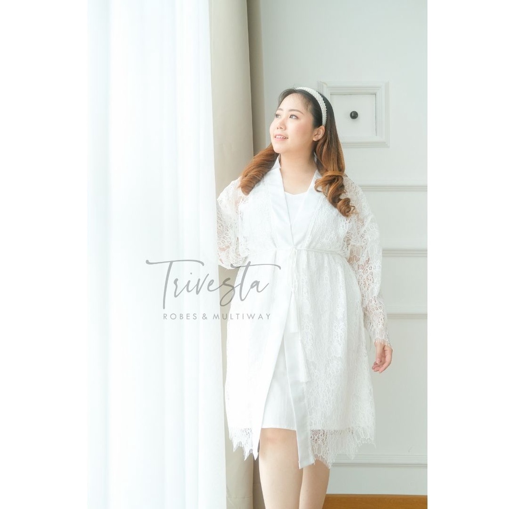 [BIG SIZE] Milaca Robe- FAE Collection- Kimono Pengantin Brokat Renda Bride Robe Wedding Robe