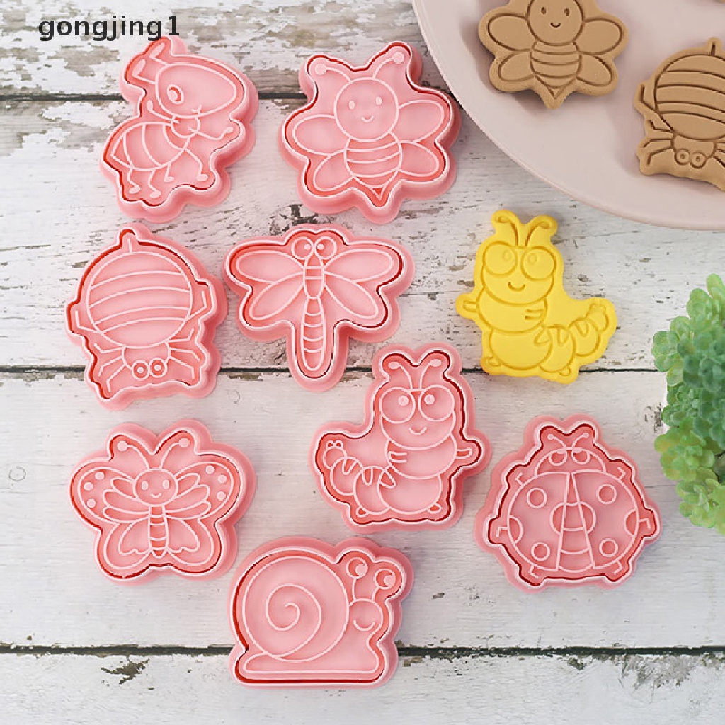 Ggg 8 Pcs/set Hutan Hewan Gajah Singa 3D Kartun Cookie Cetakan Biskuit Cutter Perangko Lebah Kupu-Kupu DIY Fondant Plunger Kue Alat Dapur Baking Pastry Bakeware Perlengkapan ID