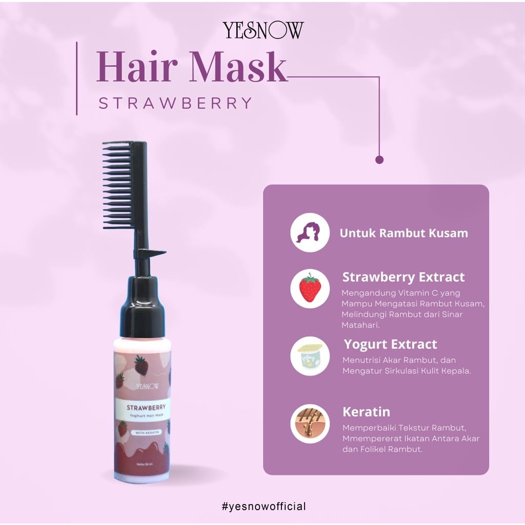 YESNOW Hair Mask | Botol Sisir | Masker Rambut | Perawatan Rambut 95ml